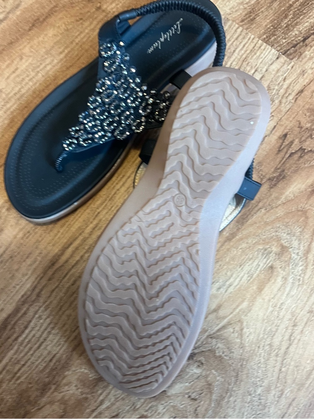 Embellished Navy Women's Sandals - Picture 5 of 7